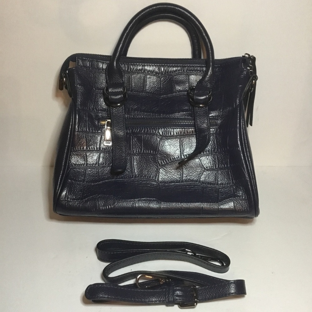 Elegant Navy Croc-Embossed Women's Handbag NWOT